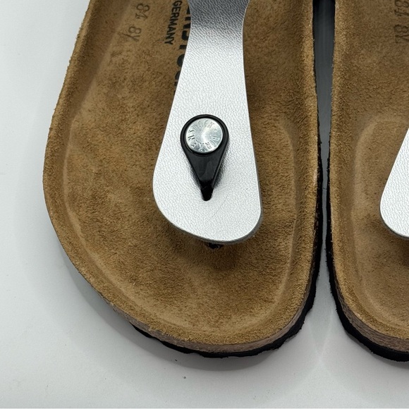 Birkenstock Silver and Tan Footbed Sandals - Picture 4 of 16